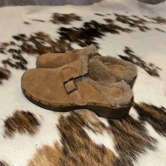 RE/DONE Cottagecore Brown Suede Clogs - Picture 1 of 8